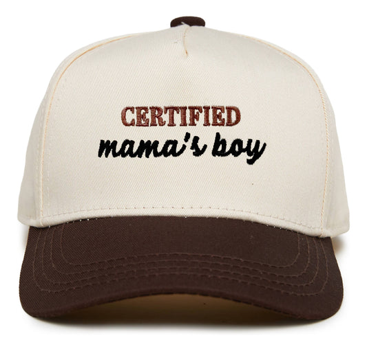 Certified Mama’s Boy Hat | Toddler Trucker Hat | Baby Boy Baseball Cap | Cute Boy Hat | Brown Beige Kids Hat