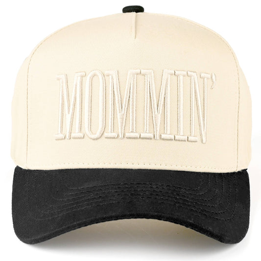 C.C MOMMIN Letter Two Tone Trucker Cap: Black