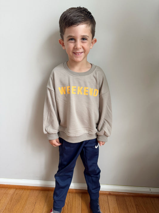 Weekend Vibes Toddler Sweatshirt – Cozy Kids Crewneck Pullover