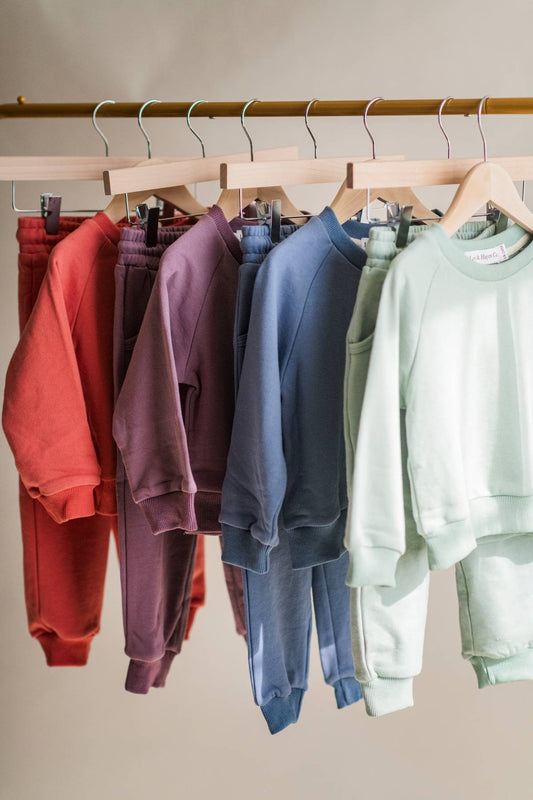 Unisex Everyday Cotton Sweatsuit - Coral, Dusty Blue, Dusty Purple, Mint Sage