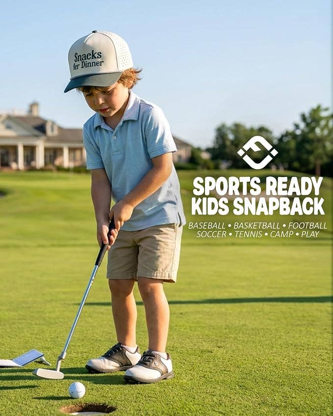 Kid's Golf Hat - Snacks For Dinner - Green/Beige: Medium/Large
