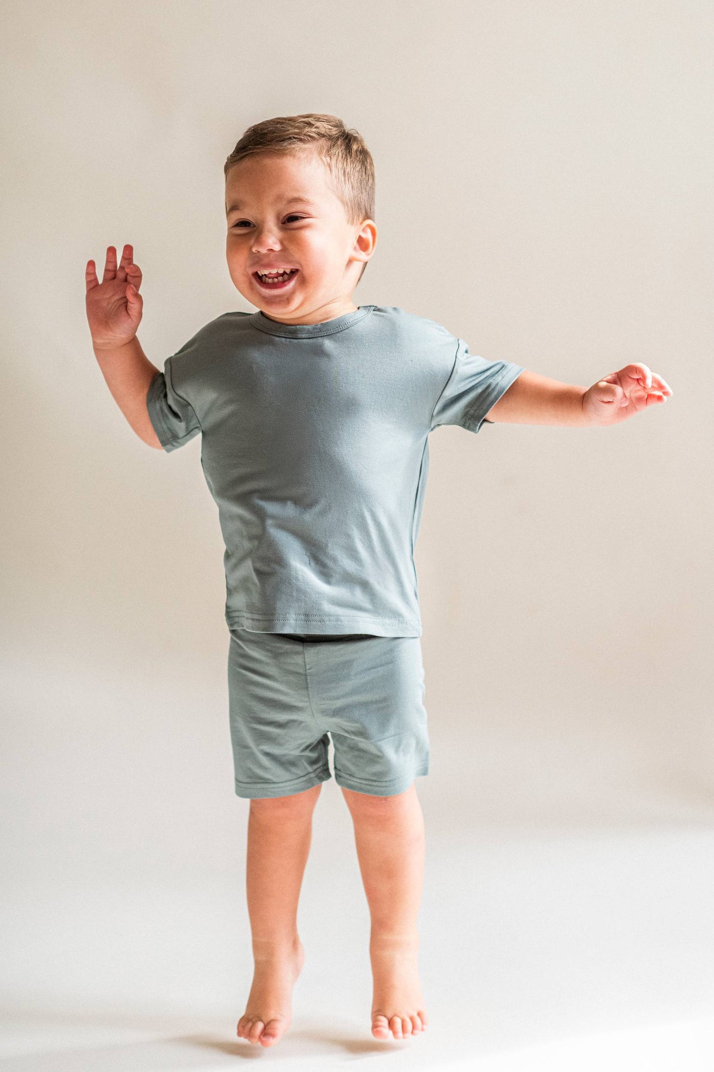 Toddler Two-Piece Everyday Set – Neutral Kids Loungewear - Blush and Dusty Teal
