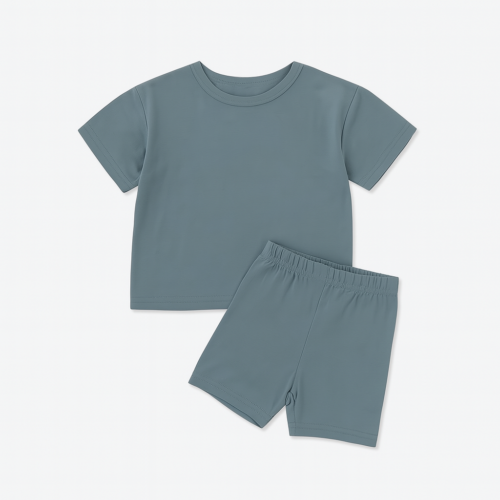Toddler Two-Piece Everyday Set – Neutral Kids Loungewear - Blush and Dusty Teal