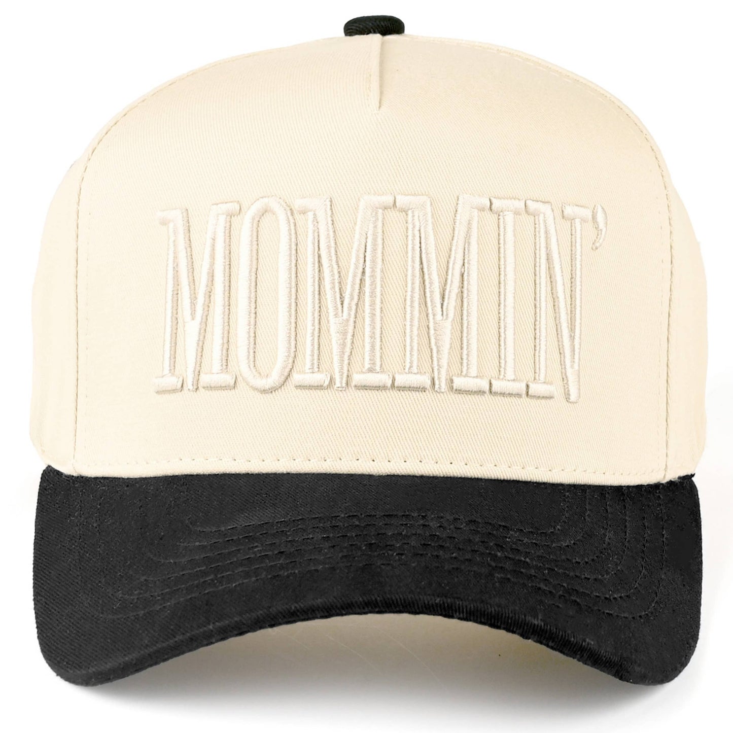 C.C MOMMIN Letter Two Tone Trucker Cap: Black