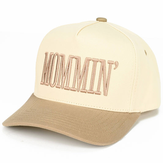 C.C MOMMIN Letter Two Tone Trucker Cap: Beige