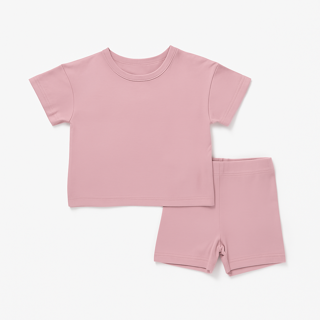 Toddler Two-Piece Everyday Set – Neutral Kids Loungewear - Blush and Dusty Teal