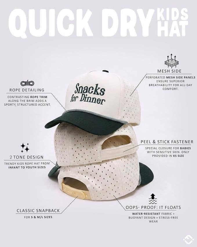 Kid's Golf Hat - Snacks For Dinner - Green/Beige: Medium/Large