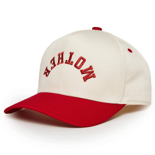 Two Tone Cap - Mother- Red/Beige Hat for Moms