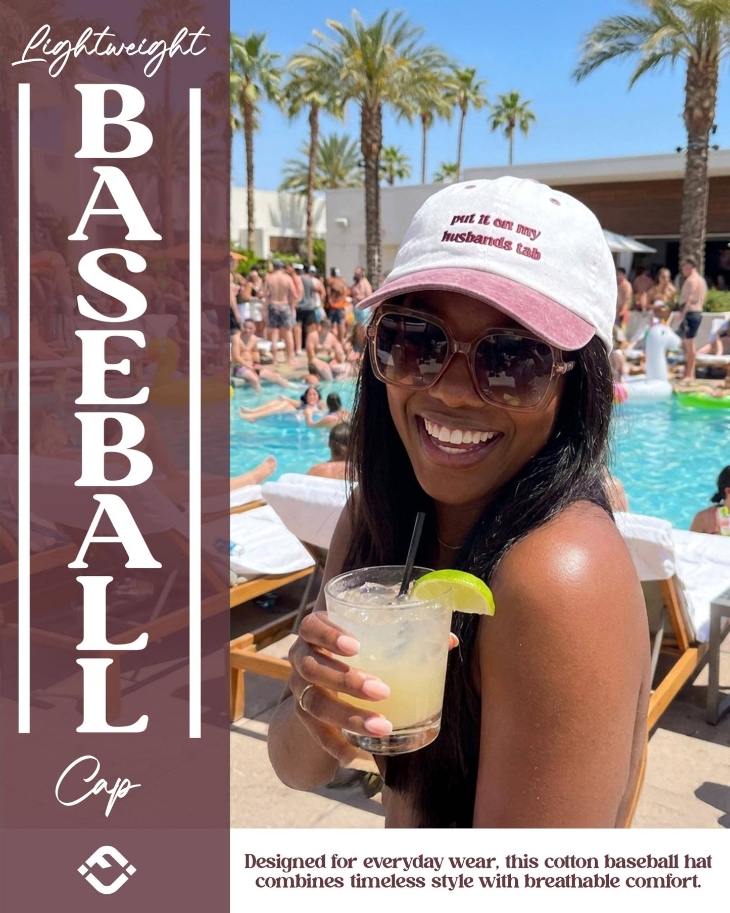 Cotton 2-Tone Baseball Cap - Put It On My Husbands Tab
