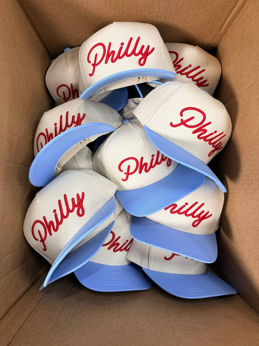Philly Script 3D Puff Embroidered Hat – Carolina Blue | Adult