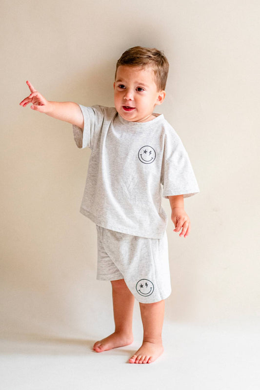 Kids Smiley Face Shorts Set – Soft & Stylish Summer Outfit for Toddlers