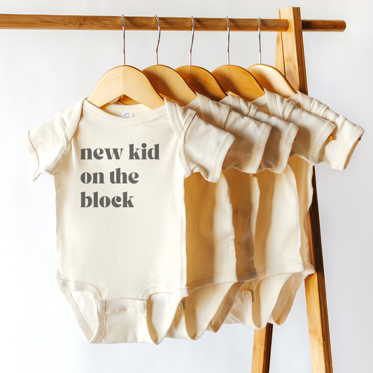 New Kid on the Block Baby Onesie – Neutral Modern Bodysuit