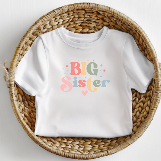 Big Sister Tshirt - Pastel Rainbow Sibling Tee