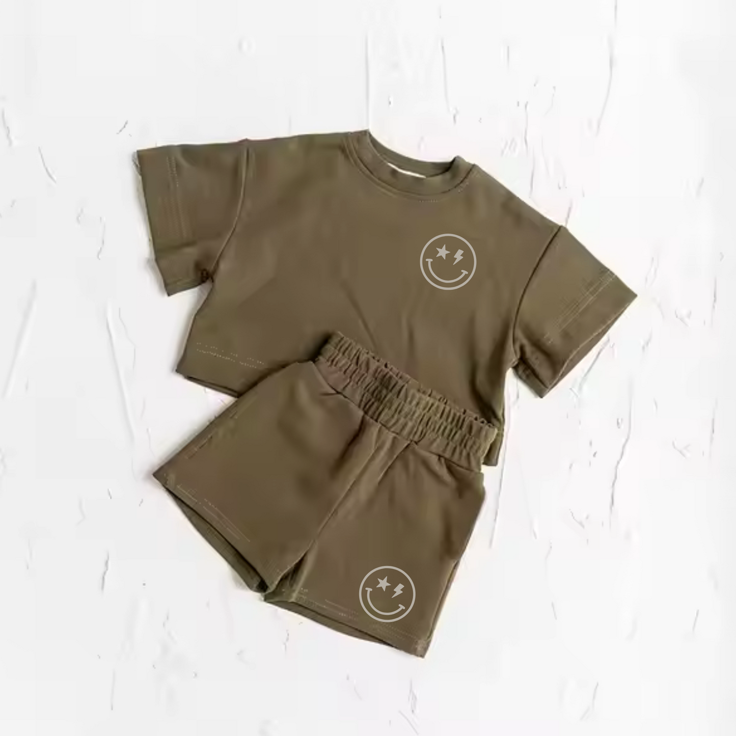 Kids Smiley Face Shorts Set – Soft & Stylish Summer Outfit for Toddlers