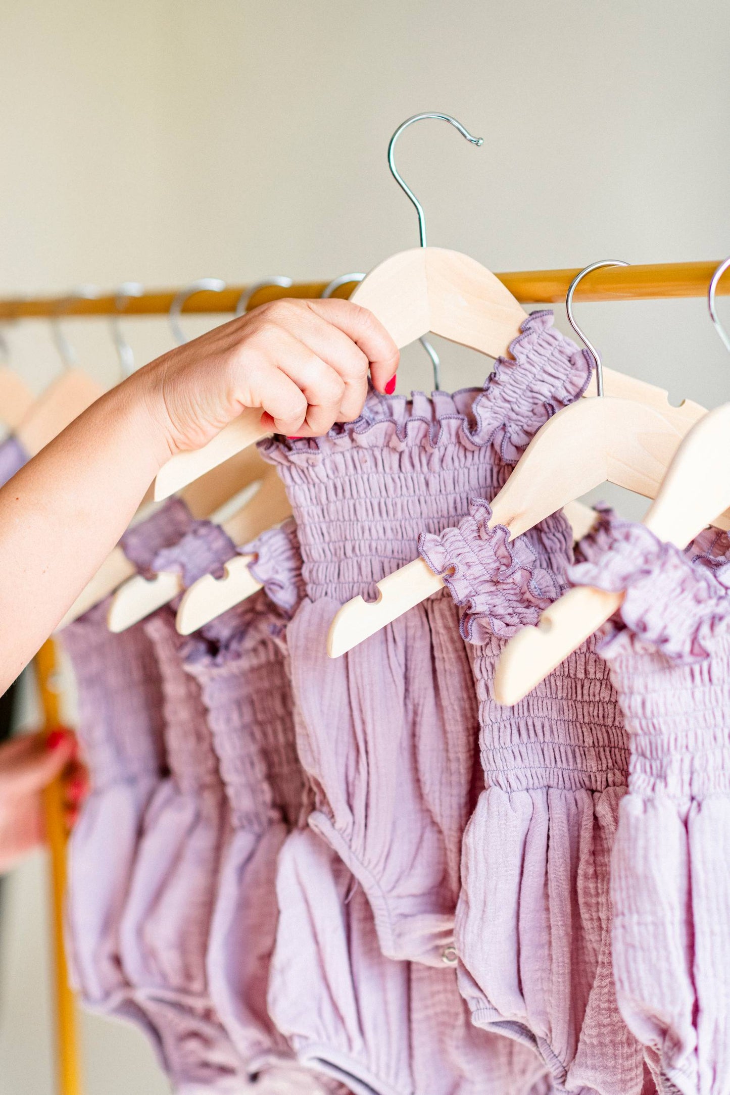 Smocked Ruffle Romper – Lilac Muslin