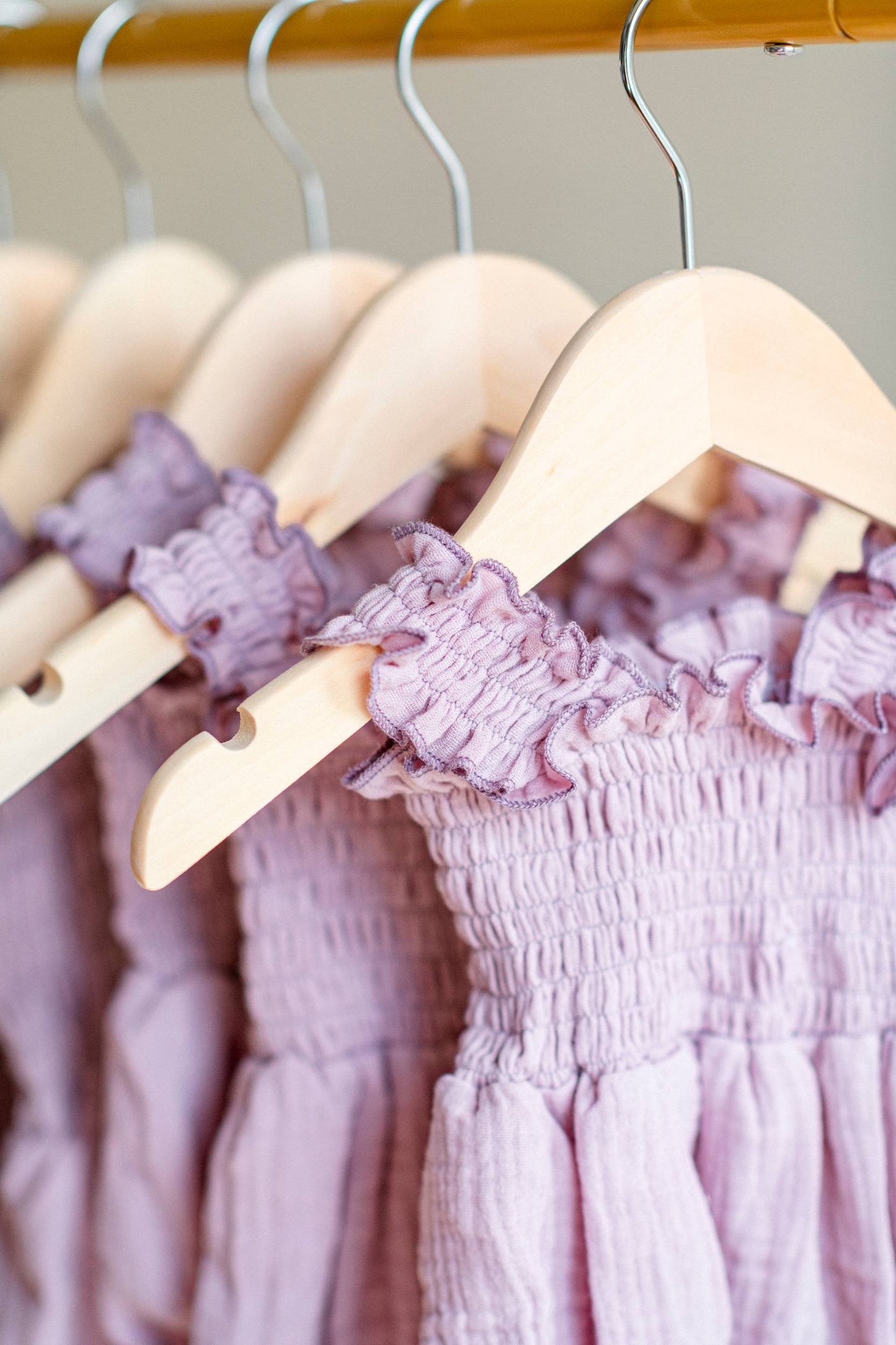 Smocked Ruffle Romper – Lilac Muslin